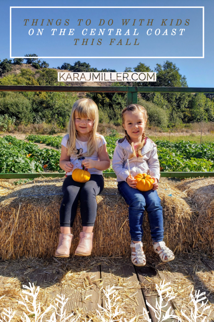 Two Girls with Pumpkins on a Tractor on the Central Coast in the Fall