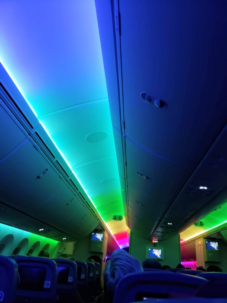 beautiful rainbow lights on Norwegian air